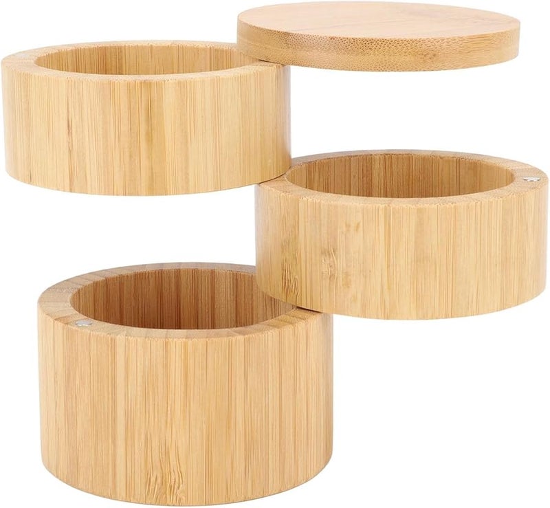 Wooden 3 Tier Rotating Spice Rack Space Saving Kitchen Storage Organizer - Image 1